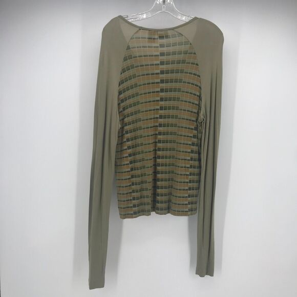 Vintage Red Tab Levis Raglan Top Womens Large Green Abstract Knit Scoop Neck Y2K - Picture 2 of 10